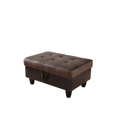 Dark Brown Flannel And Pvc (1pcs O)  Storage Ottoman