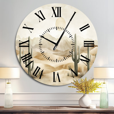 Cream Desert Scene - Southwestern Silent Metal Wall Clock, Printed on Metal