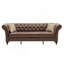 FX-P31-PUBR (SOFA PU-35-1017) Canapé Chesterfield en cuir brun cognac 88,5 po à capitonnage à 3 boutons avec accoudoirs roulés
