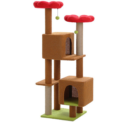 Tour pour chat 52,4 po pour chat d'intérieur, arbre à chat mignon avec 2 perchoirs rembourrés, 2 condos et 2 poteaux à griffer