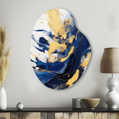 Chesham - Fractals Asymmetrical Metal Wall Art, Blue Unique Shape Metal Art Print