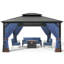 Ensemble de conversation d'extérieur en aluminium pour patio 4 pièces avec abri de jardin 12 x 14 pi et table de foyer LP-1392413603