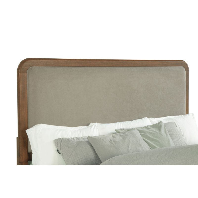 Walnut Upholstered Queen Panel Bed