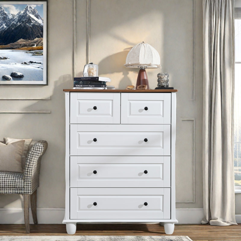 Commode avec 5 tiroirs et poignées en métal