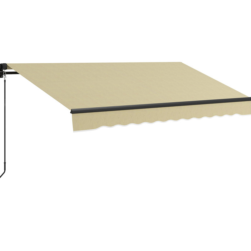Auvent rétractable manuel de 10 pi x 8 pi, parasol de patio avec tissu 280 g / m², structure en aluminium, beige pour terrasse, balcon, manivelle pour abri de jardin