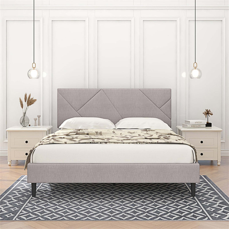 Lit plateforme, Grand, Beige clair