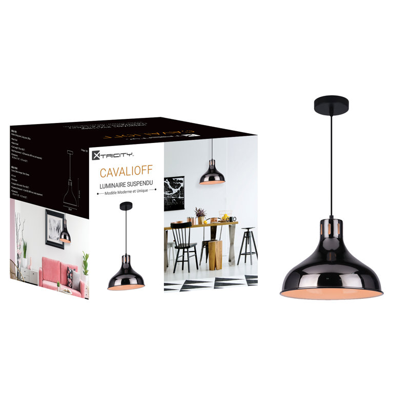 Luminaire suspendu en forme de dôme à 1 lumière Cavalioff