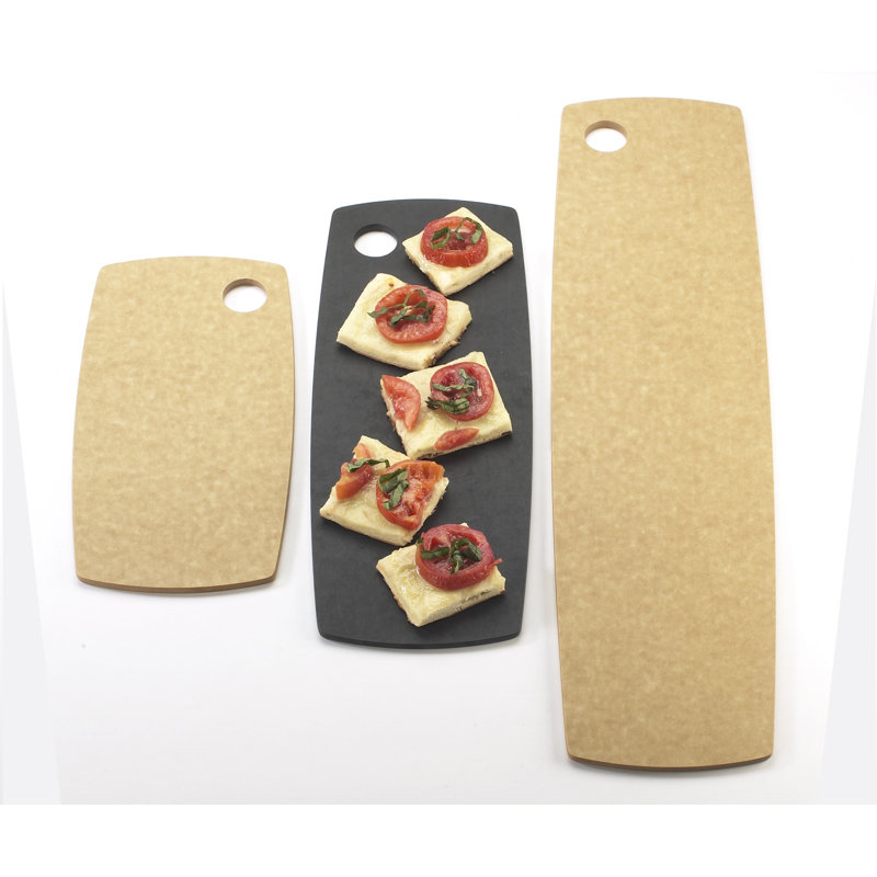 Round Edge Rectangle Flat Bread Serving Board, Black, 0.25" H x 12" W x 6" D