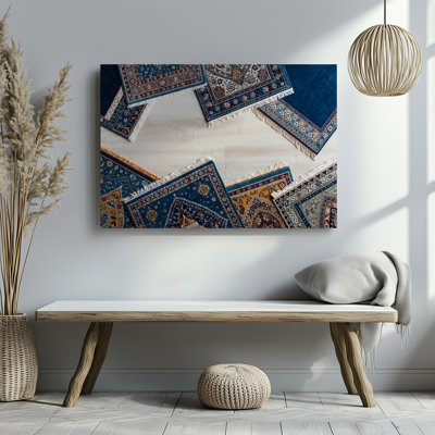 Toile, collage visuellement riche de tapis turcs complexes présentant un art mural Variété de motifs et de motifs, palette de couleurs