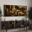 «Grunge Abstract Paint Stroke Effect», impression abstraite rustique sur fond brun et or-100937101-111566030