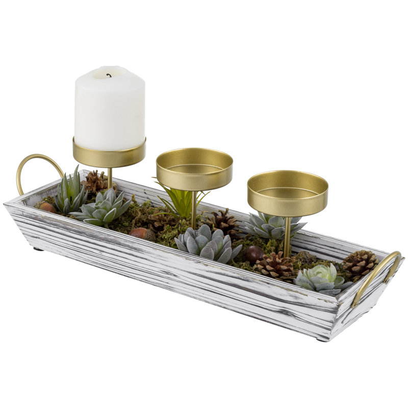 Wood Tabletop Candelabra