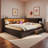 Wood Daybed With Storage Shelves, Usb Ports, Led And 2 Drawers-1055073414