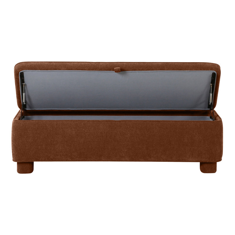 Grant Polyester Blend Upholstered Storage Bench, Deep Orange Tweed