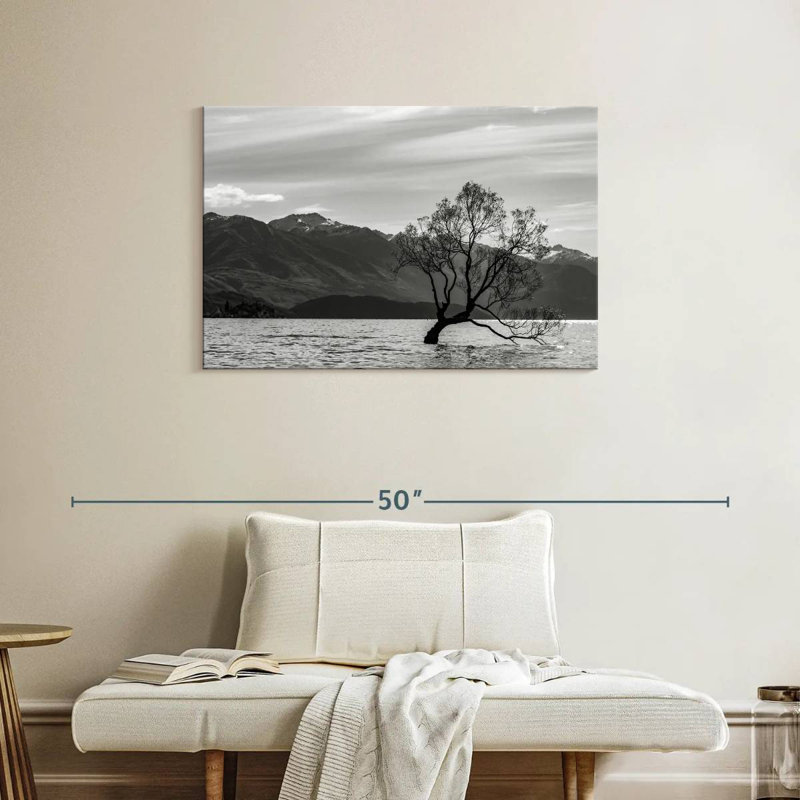 Arbre Harnek monochromatique Wanaka Lake, H 24 po x l 36 po