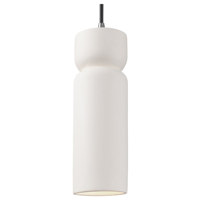 Luminaire suspendu simple en forme de sablier Breeona, Bisque, Chrome poli