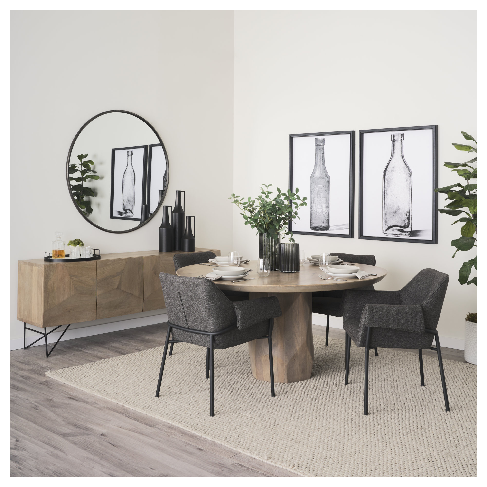 Gloriette Arm Chair Dining Chair, Polyester/Polyester Blend Gray