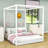 Wood Canopy Bed with Slats-2024304290-2024304291