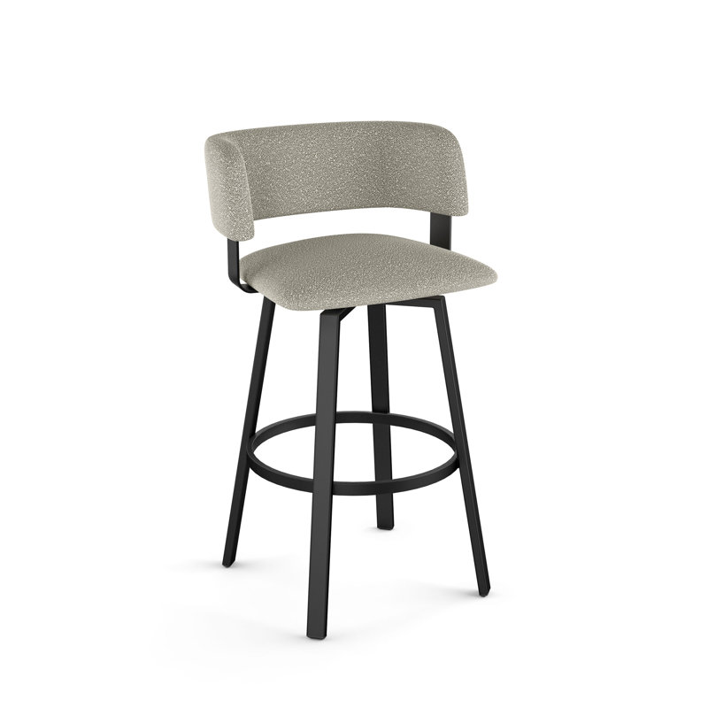 Hillingdon Swivel Counter &  Bar Stool, Counter Stool (26" Seat Height), Light Beige & Gray Bouclé Polyester, Textured Black