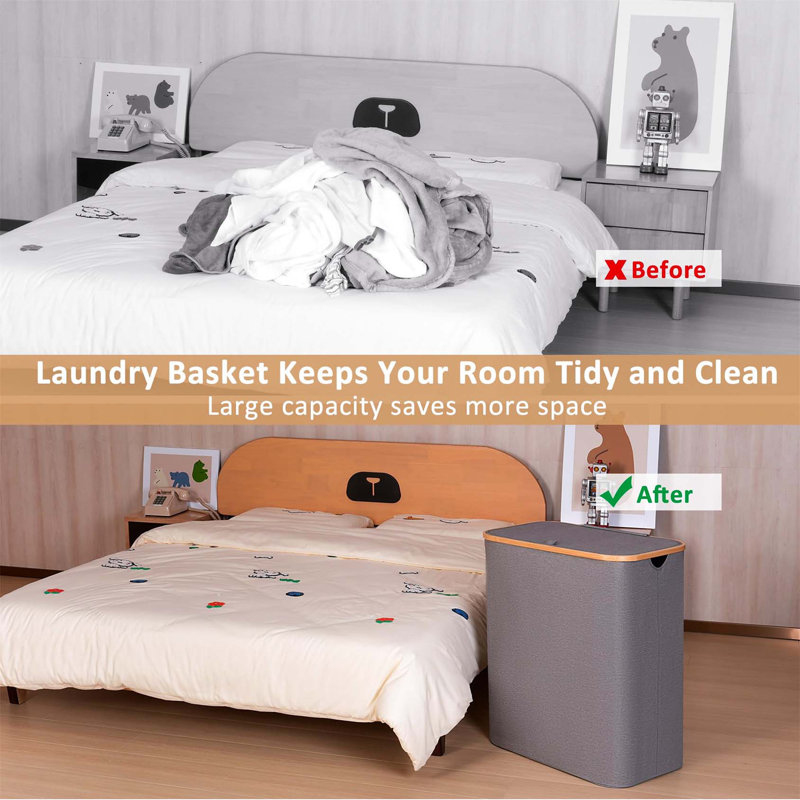 Bhargava Laundry Hamper with Handles, Grey