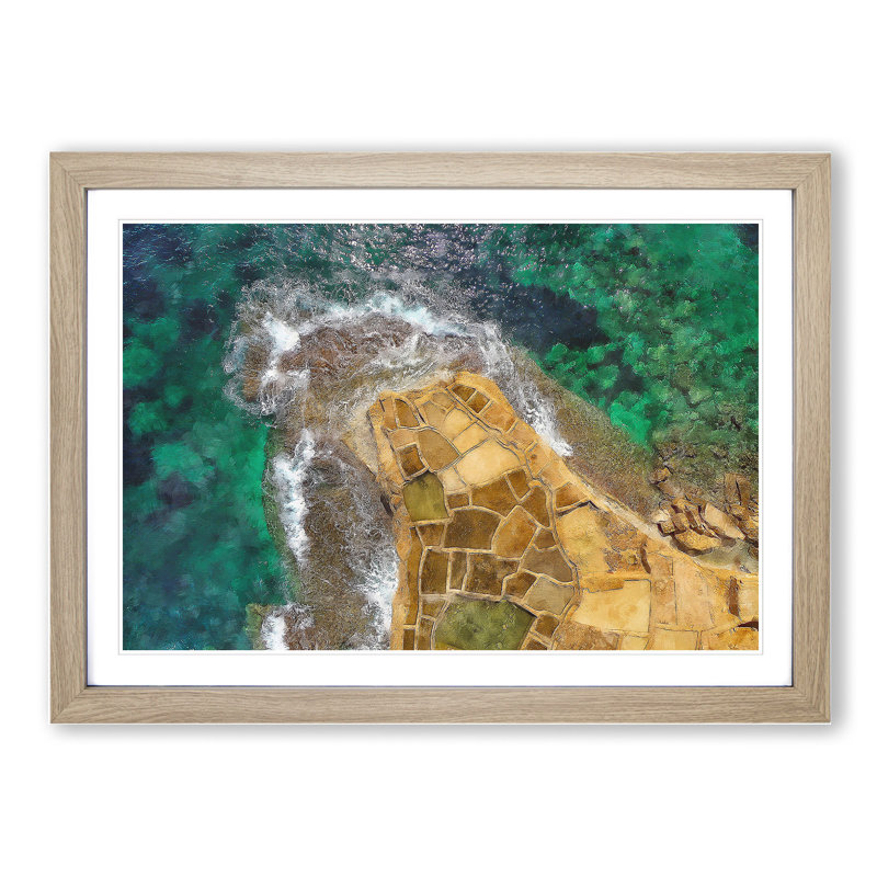 High Above Gozo Malta - Framed Print, 27cm H x 36cm W x 2cm D, Oak Framed