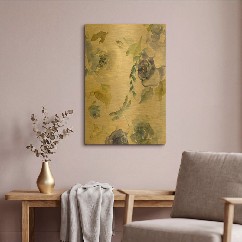 «June Textures B» par Jean Plout, art mural en métal doré, 16 po x 24 po, 16"x24"