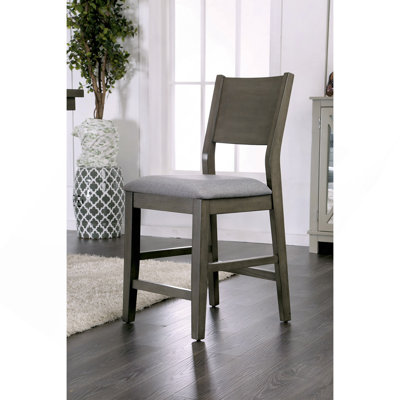 Ensemble de chaises de salle à manger grises à hauteur de comptoir rembourrées en tissu de 2 pièces