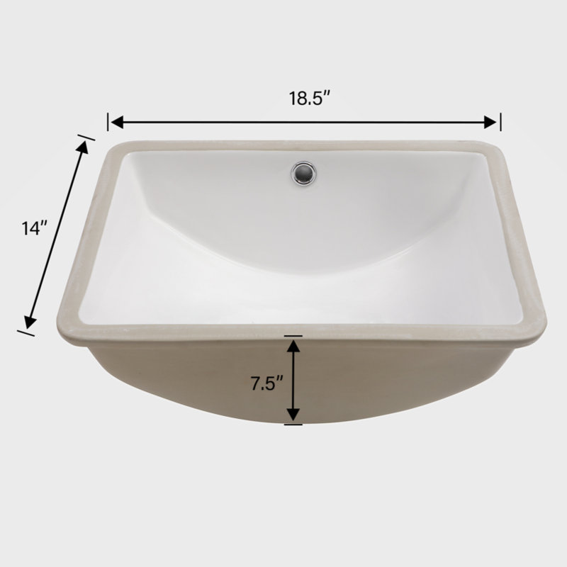 Go Peak Track 14'' Ceramic Rectangular Bathroom Sink with Overflow
