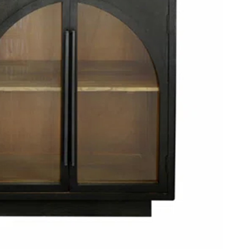 Arvetta 60" Wood Four Door Sideboard with Glass, Black