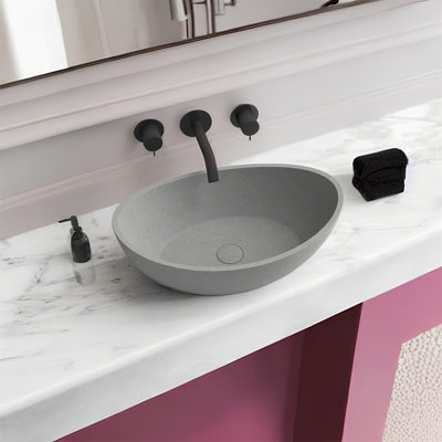 MONSFEST 13.7 " Concrete Oval Bathroom Sink