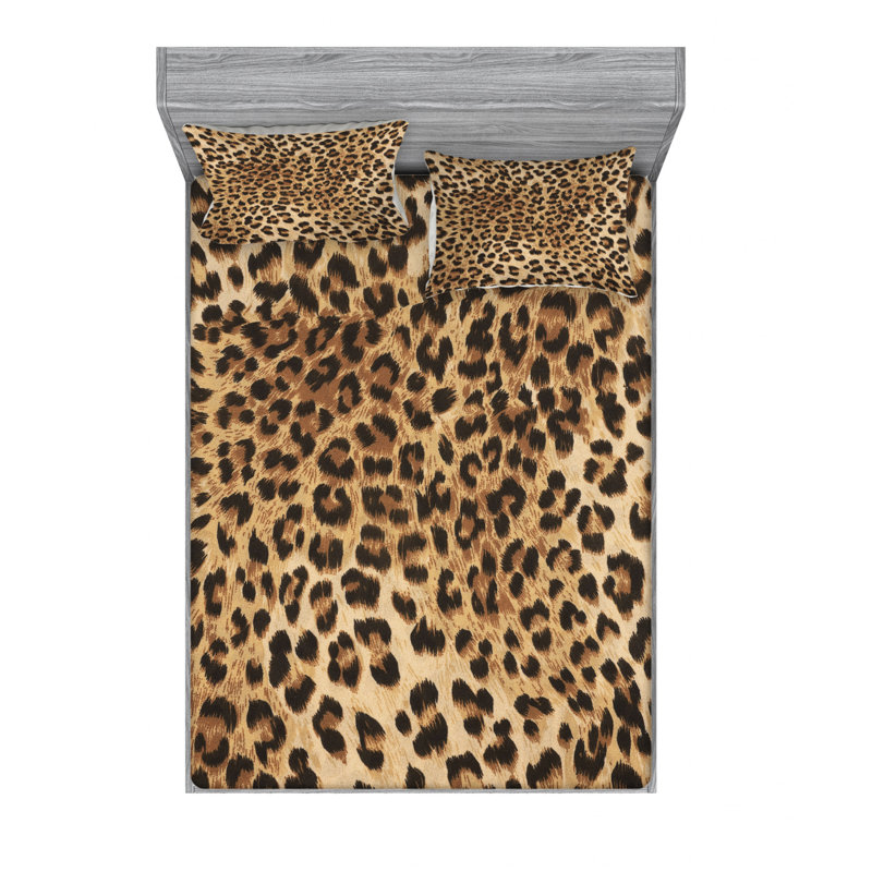 Microfiber Animal Print Sheet Set, Queen Sheet Set with Fitted Sheet
