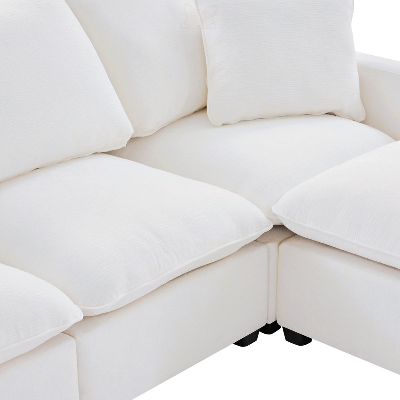 84*84" Modern L Shape Modular Sofa, White