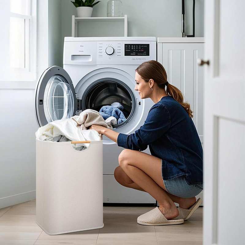 3-Pack Large Laundry Hamper, 80L (21.1 Gal) Collapsible Laundry Basket With Bamboo Handles, Freestanding Waterproof Clothes Hamper For Laundry Room, Bedroom, Dorm, Towels, Toys