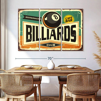 Ensemble de billard club sur toile 3 pièces