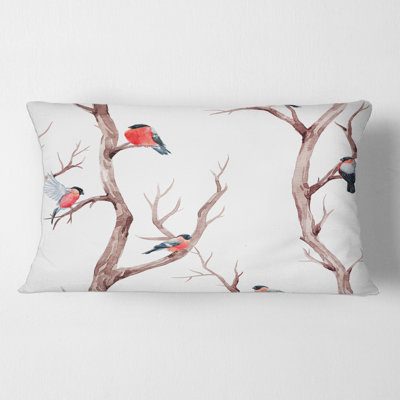 Housse et insert de coussin rectangulaire Little Birds on the Tree Branches III