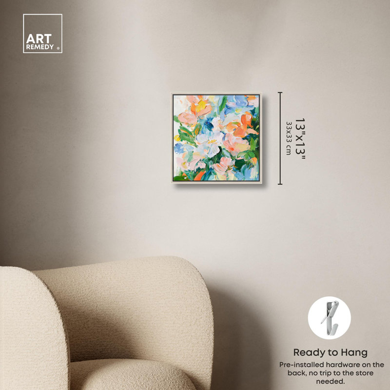 Art Remedy, art tropical brillant sur toile, H 13 po x l 13 po, Encadrement argenté