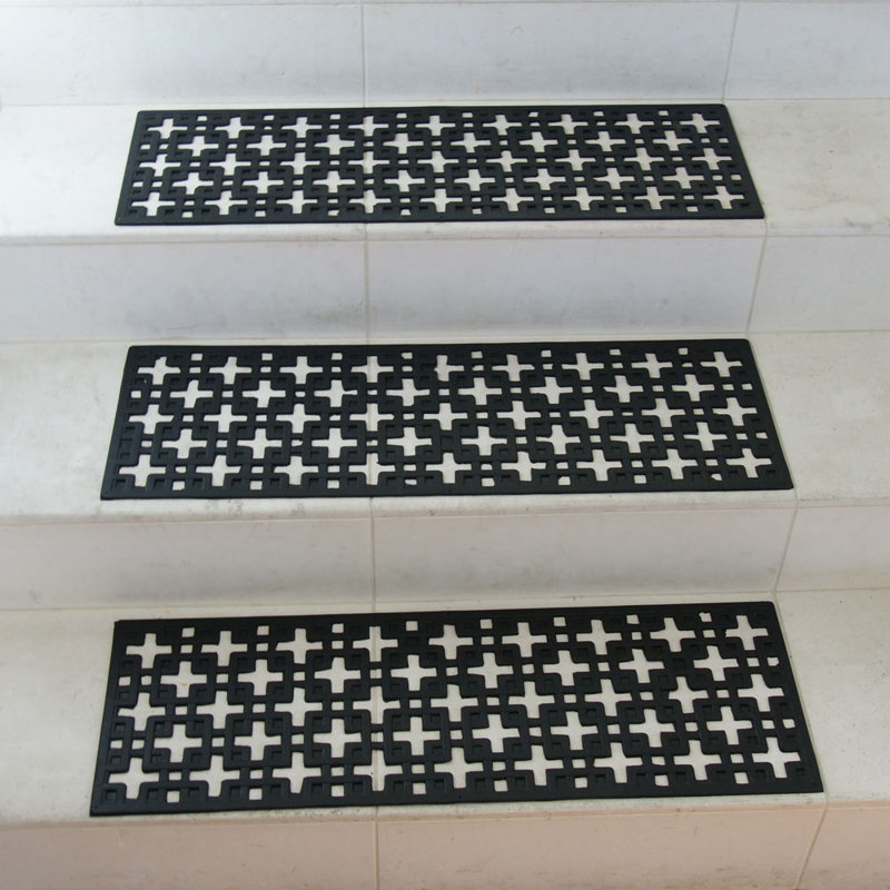 Black Rubber Non-Slip Stair Tread Set of 6
