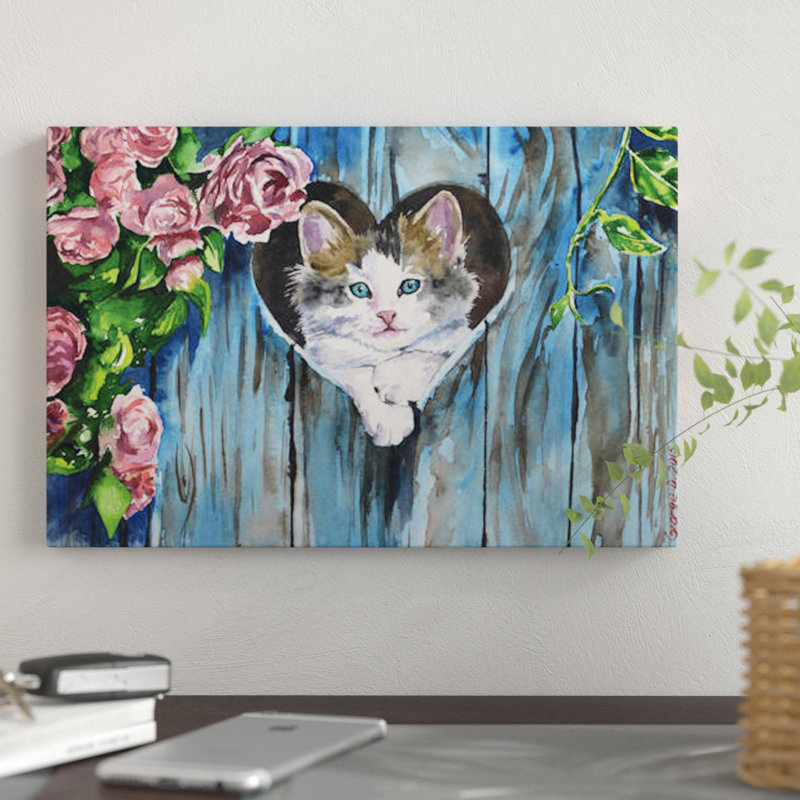 Impression bleue sur toile, H 12 po x l 18 po x P 1,5 po, Toile tendue, Pas de tapis