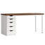 Bureau d'ordinateur à 5 tiroirs, bureau à domicile rustique brun de 47 pouces avec rangement, bureau d'ordinateur simple et moderne, table d'écriture pour petits espaces (armoire à tiroir réversible)