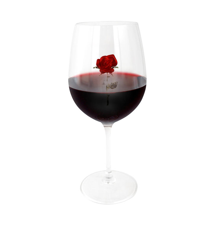 Verre à vin 18 oz, Rose rouge