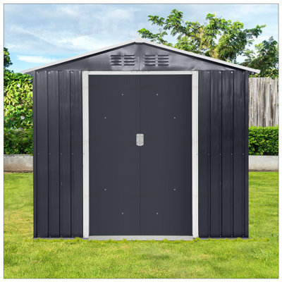 Durable Metal Garden Sheds with Window and Punched Vents for Outdoor Storage and Air Circulation