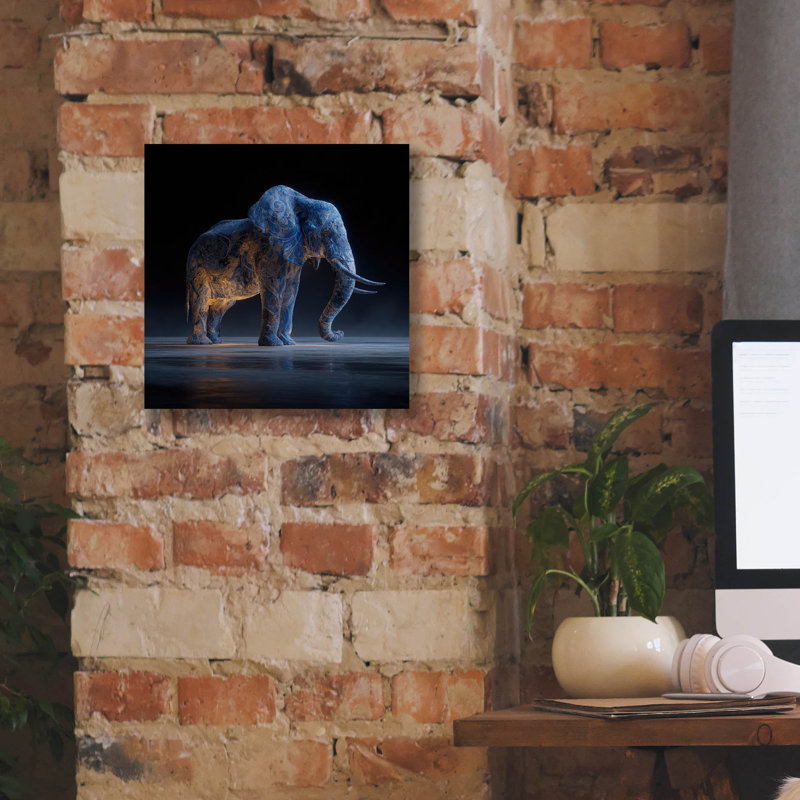  «Magestic Moonlight Elephant» par Ann Klee, art mural sur toile, 12 po x 12 po, H 12 po x l 12 po