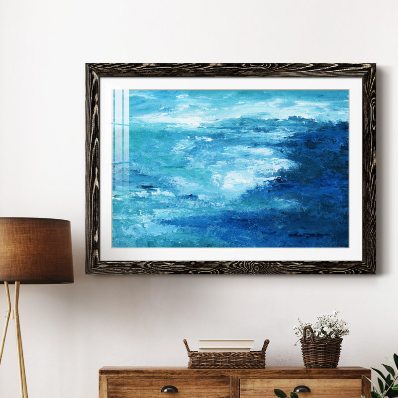 Crashing Waves II - peinture encadrée, Cadre noir, H 20 po x l 17 po x P 1,5 po