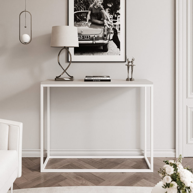 Console Table, white, 90cm H x 80cm W x 30cm D, white / cashmere, cashmere