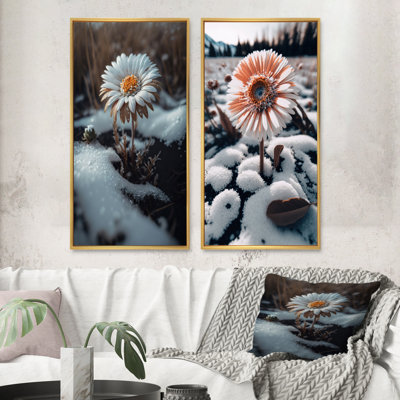 «A Daisy Flower Blooming Winter», 2 pièces sur toile