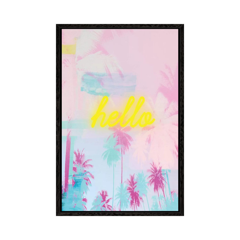 Hello Neon II - Painting on Canvas, Black Framed, 66.04cm H x 45.72cm W x 3.81cm D