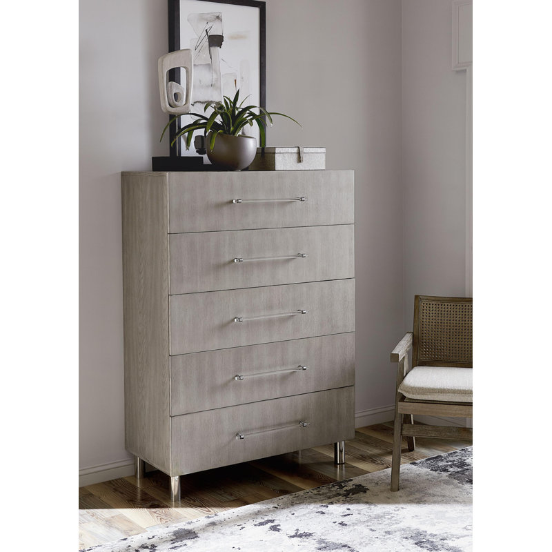 Commode 5 tiroirs Bystrik, Gris