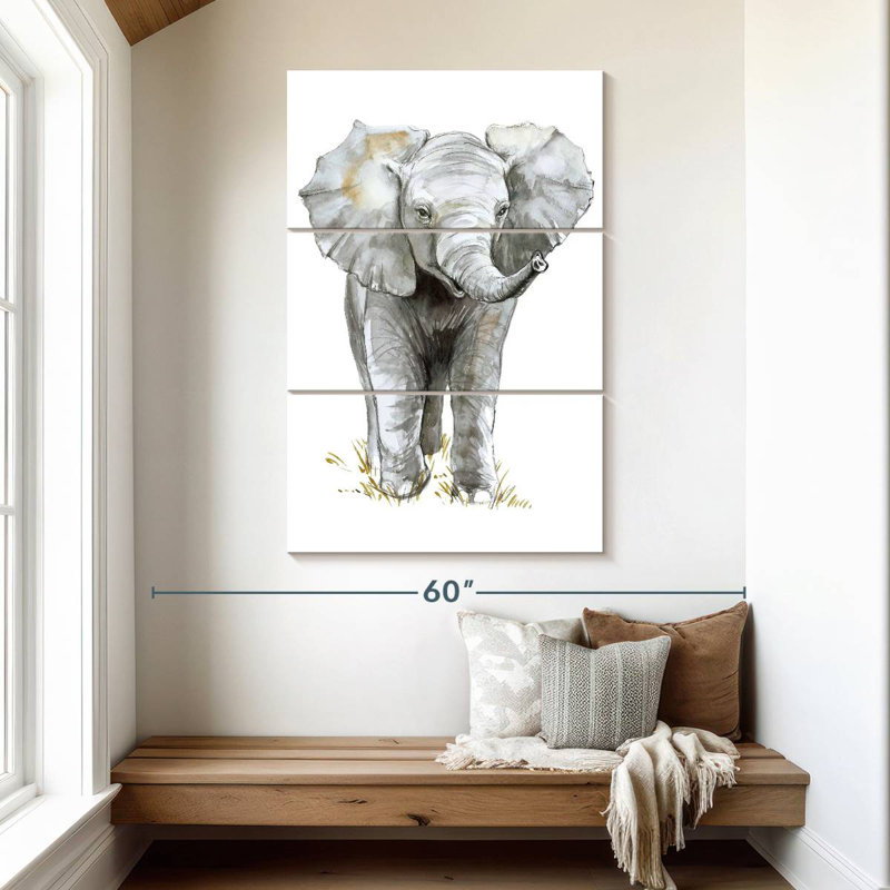 Brampt Wandering Baby Elephant, 65" H x 42" W