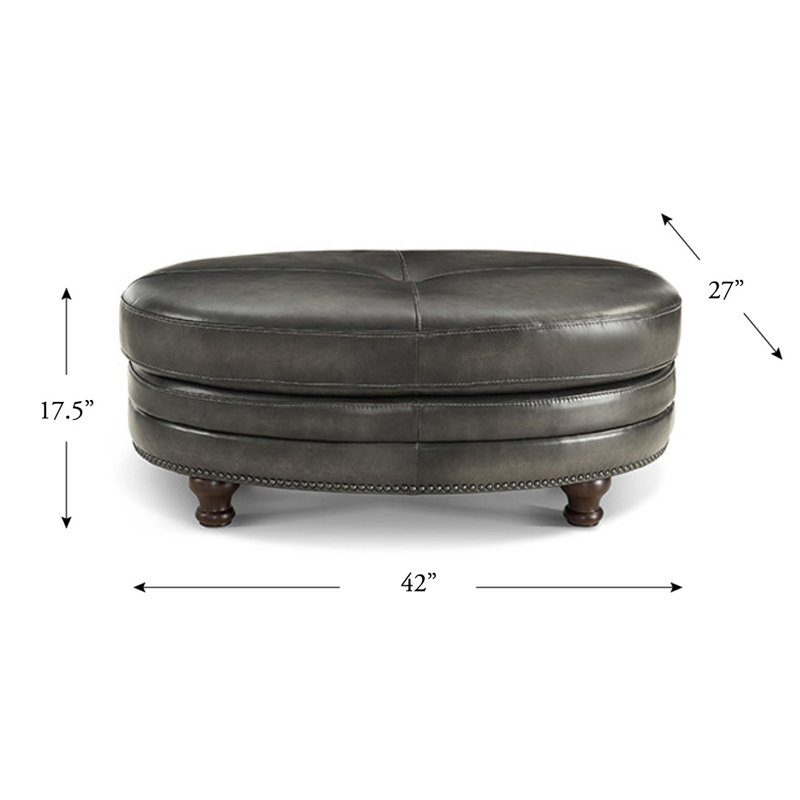 Repose-pieds ovale en cuir Belfast, Gris