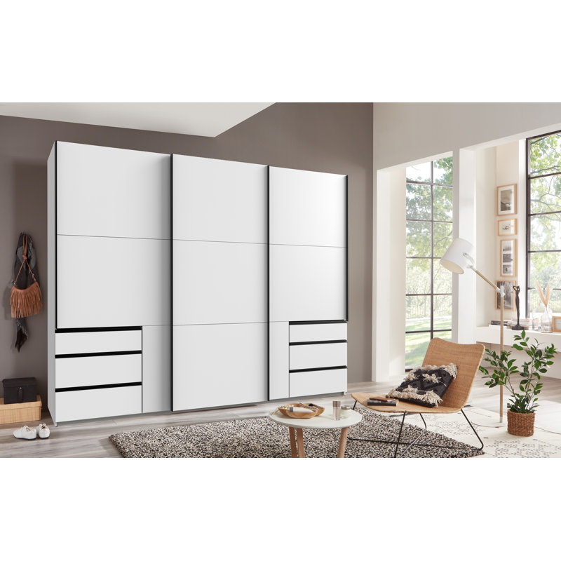 Guardino 3 Door Wardrobe, White, 216cm H x 300cm W x 65cm D