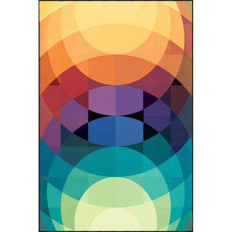 Tapis multicolore à motif géométrique multicolore lavable à la machine, Rectangle 4 pi 7 po x 6 pi 7 po